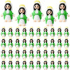 A set of multicolor mini Virgin Mary statues for religious decor, featuring various skin tones and green robes.