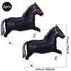 A set of two black foil horse number balloons with pink accents, shown in profile view.