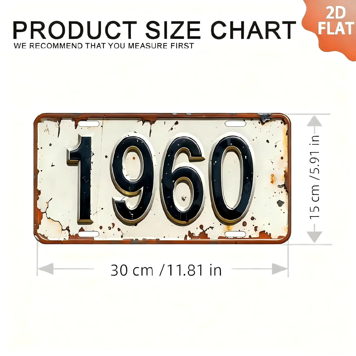 A vintage style aluminum license plate with the year 1960 embossed on it, showing wear and tear.