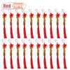 Set of 20 red traditional Chinese knot pendants featuring wooden gourds and copper coins