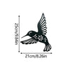 Black metal hummingbird wall decor silhouette with dimensions 25cm/9.84in by 21cm/8.26in