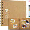 A brown spiral-bound scrapbook photo album with 40 pages and 20 sheets, featuring decorative elements.