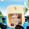 A light yellow bottle of Wish Hydrating and Moisturizing Hand Sanitizer spray with a black plum and vanilla scent, set agains