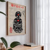 A framed poster featuring a black and white illustration of a vinyl record, titled 溶けるビート (Melting Beat).