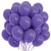 A bunch of matte purple latex balloons tied together, ready for a party decoration.