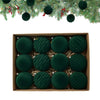 Velvet Flocked Christmas Tree Ornaments (Set of 12)