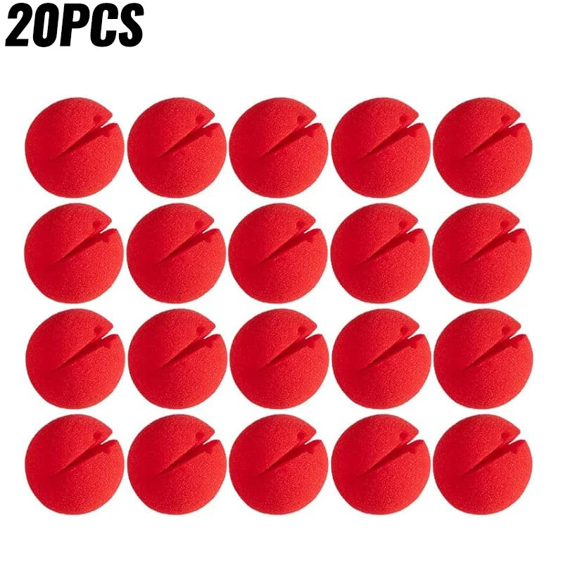 20 pieces of classic red clown nose soft foam balls for costumes and parties