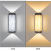 A comparison of an LED crystal outdoor wall sconce light at 6500K and 3000K temperatures.