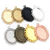 Vintage Style Cameo Pendant Bases with Ornate Gold or Silver Finish
