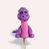 Kit de decoración para fiesta con dinosaurio morado, incluye figura de dinosaurio de plástico en un palo.