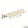 A rectangular aluminum floating wall shelf in a beige color shown from the side with dimensions labeled.