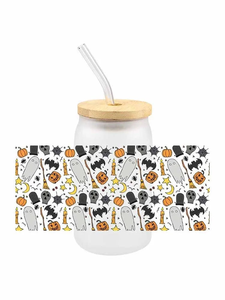 Halloween Spooky UV DTF Cup Wraps – 3D Cartoon Stickers