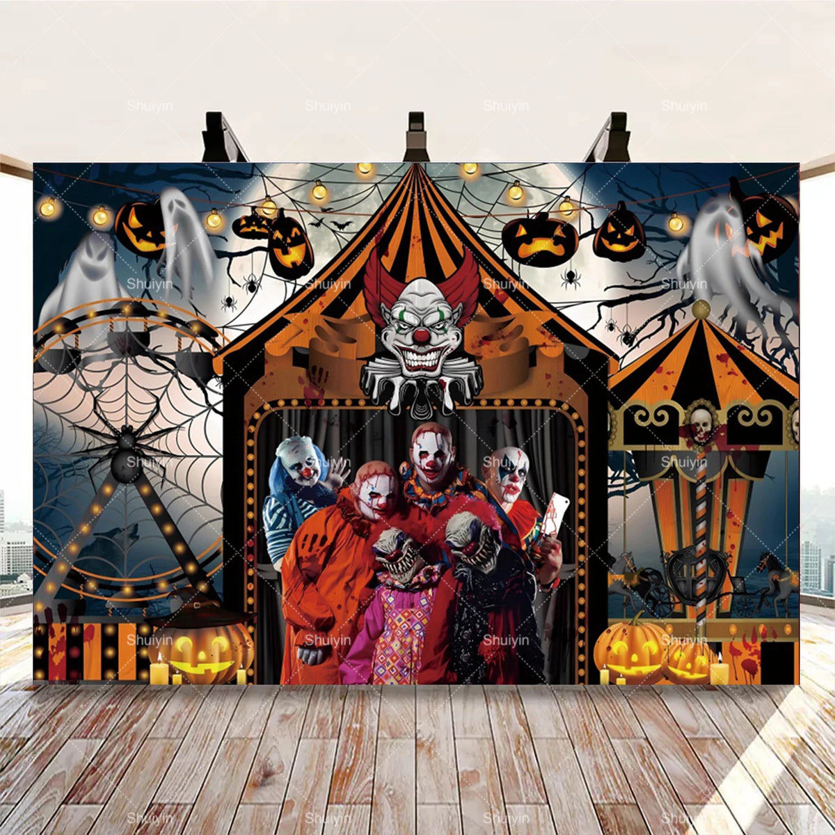 Evil Clown Circus Halloween Photography Backdrop