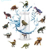 Collection d'autocollants de dinosaures en dessins animés, représentant diverses reptiles et dinosaures préhistoriques.