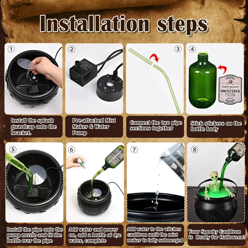 LED Light-Up Witch Cauldron with Fog Mist Effect