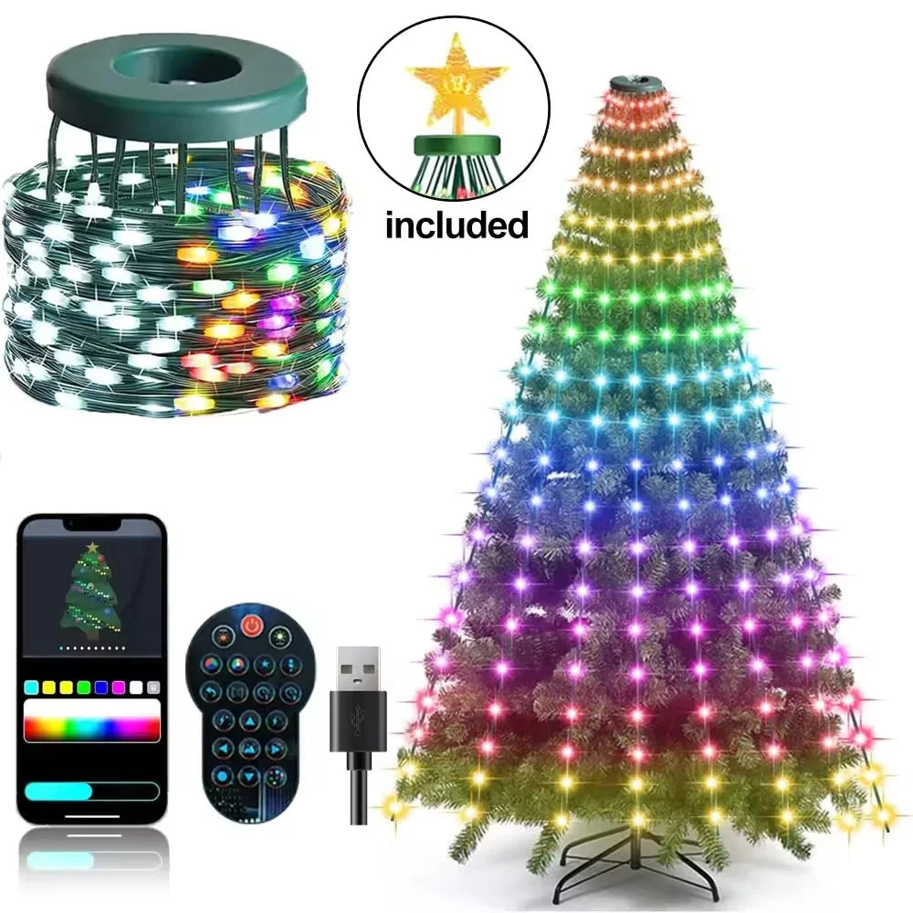 Smart Star-Shaped Christmas String Lights with App Control