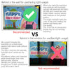 Comparison of recommended and not recommended backdrops for a birthday party using a fabric backdrop
