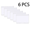 Six clear plastic budget planner binders with cash envelopes and expense sheets