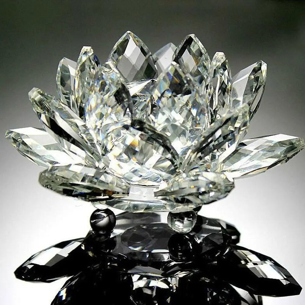 Crystal Lotus Flower Feng Shui Decorative Ornament