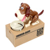 A small, brown robotic dog figurine is shown inside its cardboard box labeled CHOKEN-BAKO.