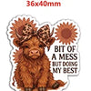 A brown lamb charm with a floral pattern and a sunflower design.