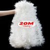A fluffy white tinsel ribbon garland for holiday decor