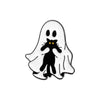 Halloween Enamel Pins Set - Cute Ghost, Black Cat, and Pumpkin Brooches for Kids