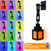 A black pixel style RGB night light lantern with multiple lighting modes and a remote control.