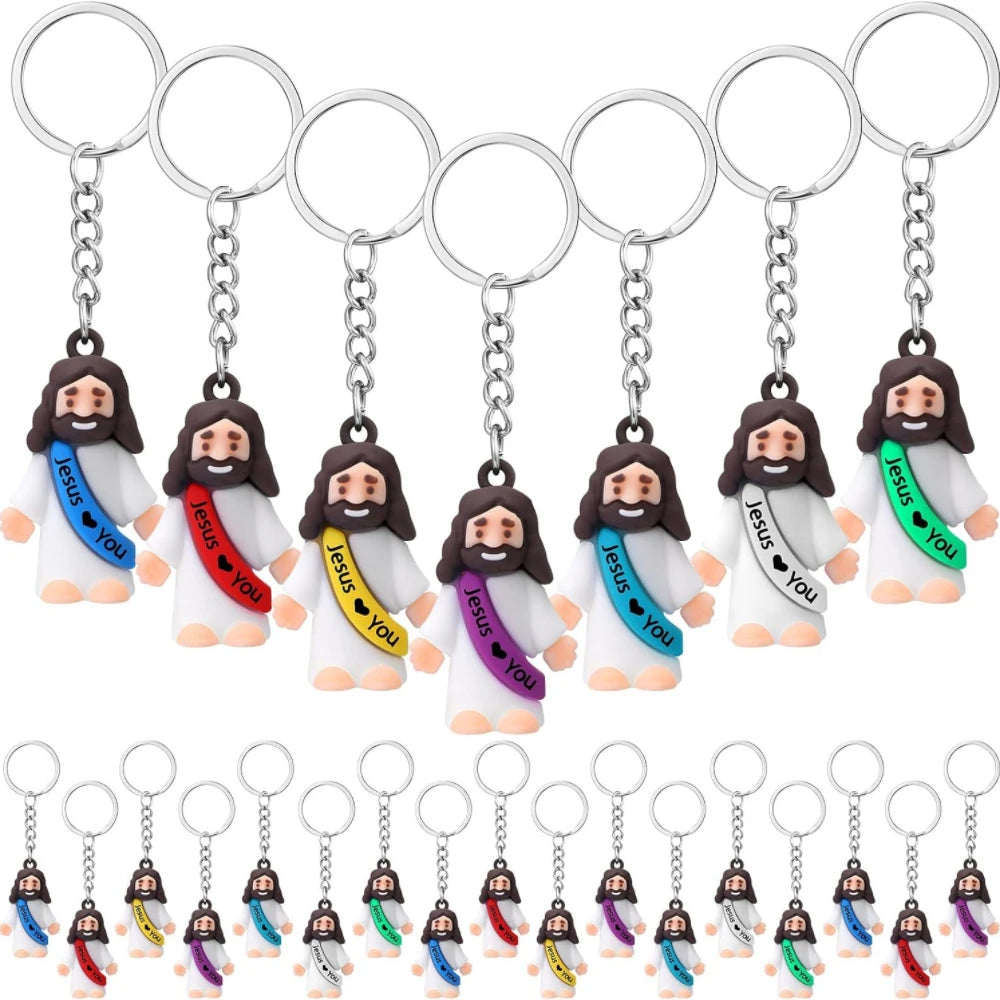 Ein Set von sechs Mini-Edelstahl-Anhängern mit dem Charm 'Jesus Loves You'.