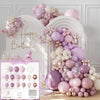 A pink latex balloon arch kit featuring various shades of pink and purple balloons arranged in a decorative display.