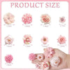 Various sizes of pink silk artificial flower heads displayed for crafts and decor.