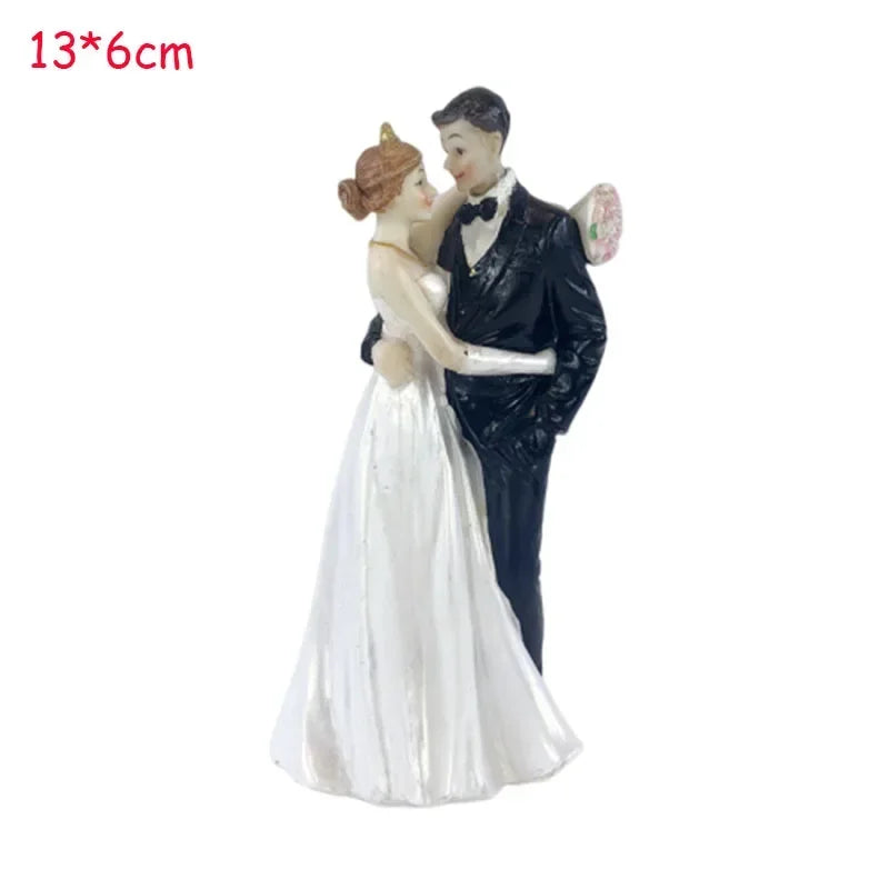Resin Bride and Groom Cake Topper Figurine Set