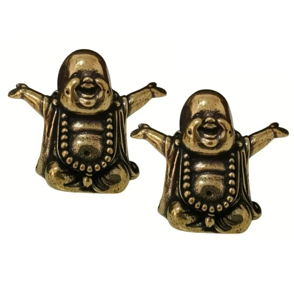 Brass laughing Buddha statue with a joyful expression for home decor