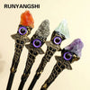 Natural Rose Quartz & Amethyst Evil Eye Crystal Wand