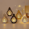 A collection of elegant LED star and moon lanterns in gold and black illuminating Islamic calligraphy.
