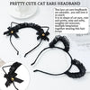 Lace Cat Ear Headband with Elegant Bow Details