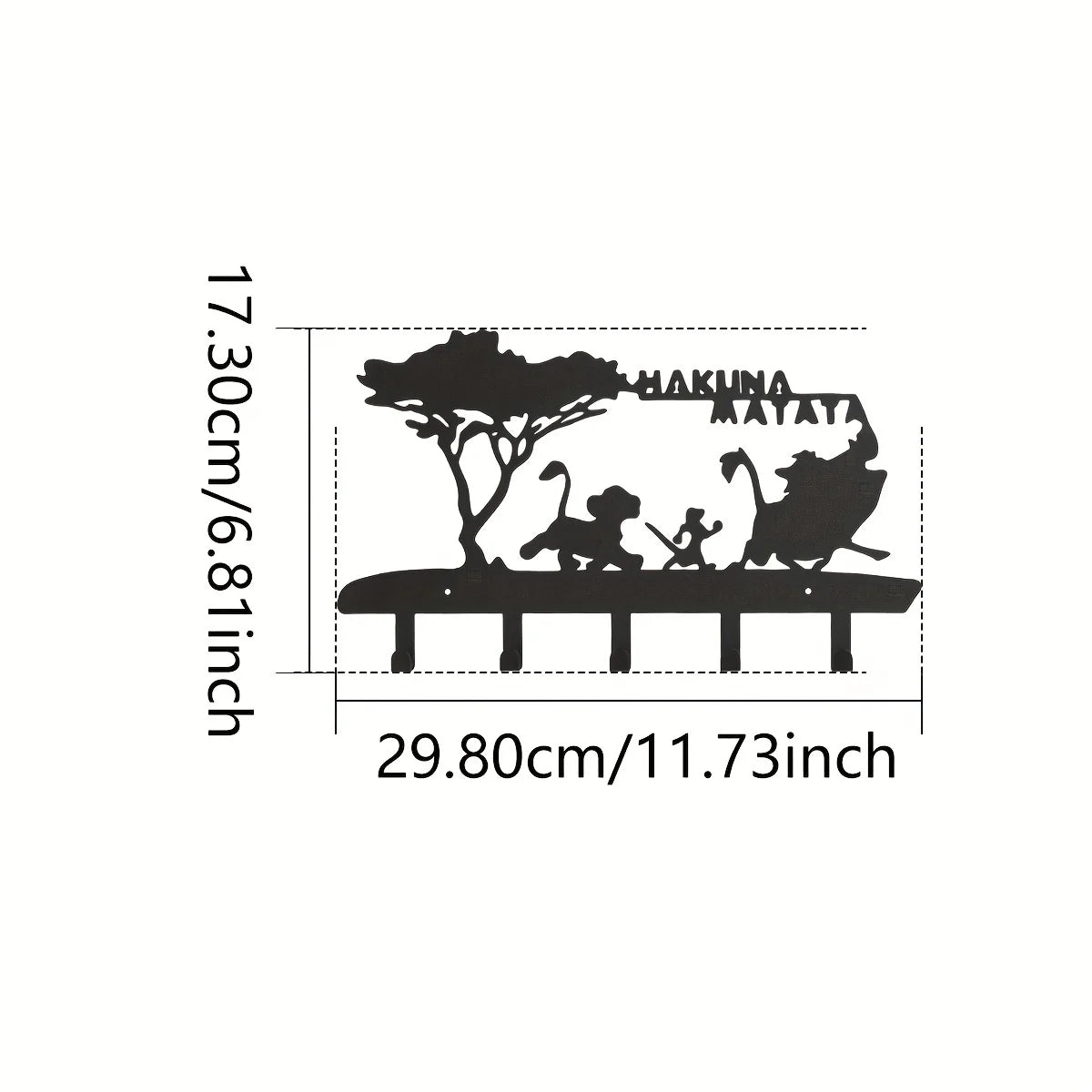 Decorative metal key hooks for wall organization featuring a silhouette of a tree and figures.