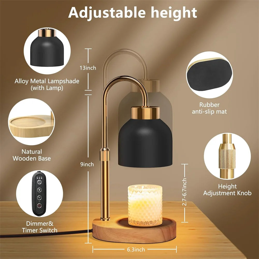 Adjustable Candle Warmer Lamp with Timer and Dimmer