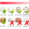 A visual guide showing various surfaces like plastic, glass, mirror, and walls for applying an inspirational vinyl wall decal