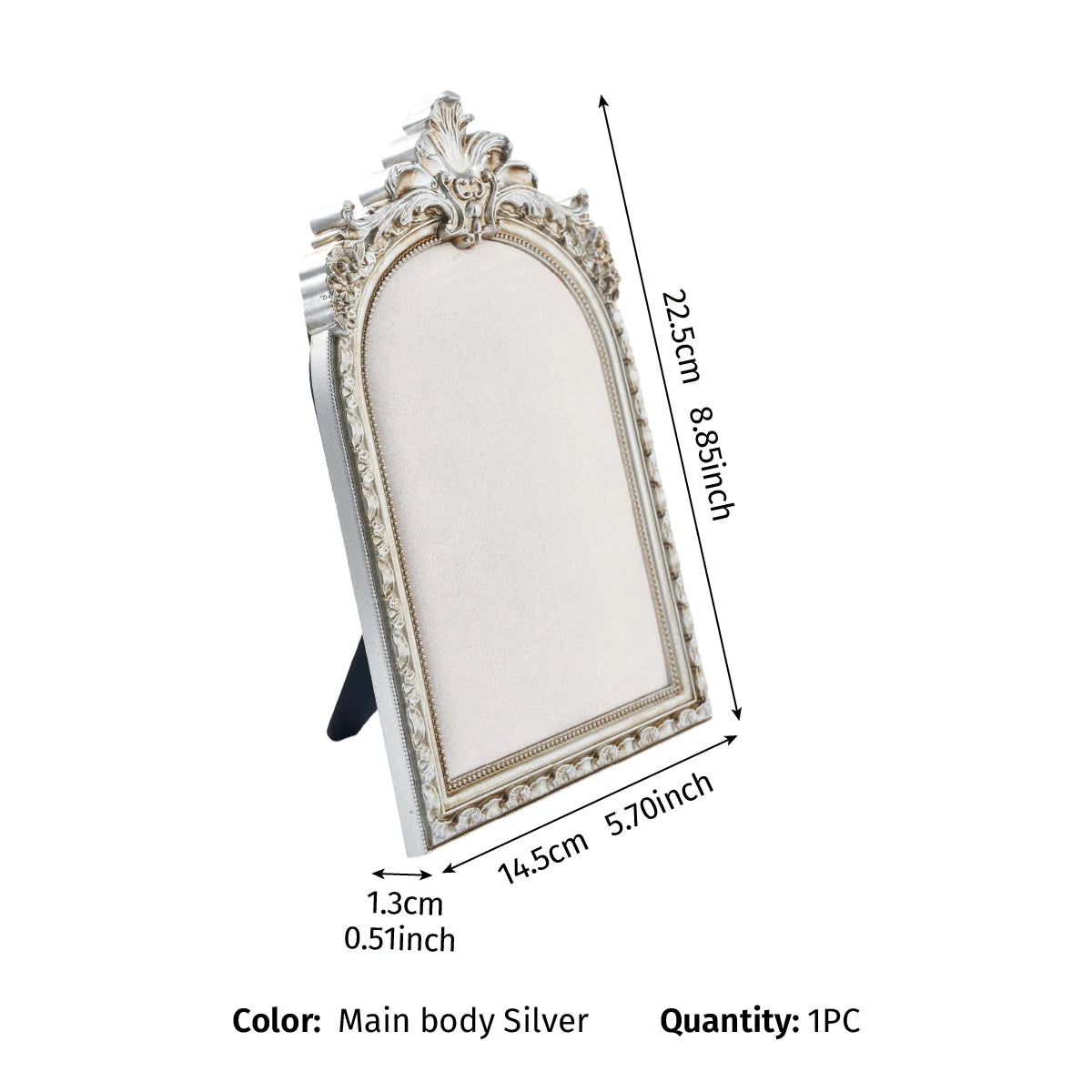European-Style Velvet Jewelry Display Stand with Silver-Plated Floral Detail