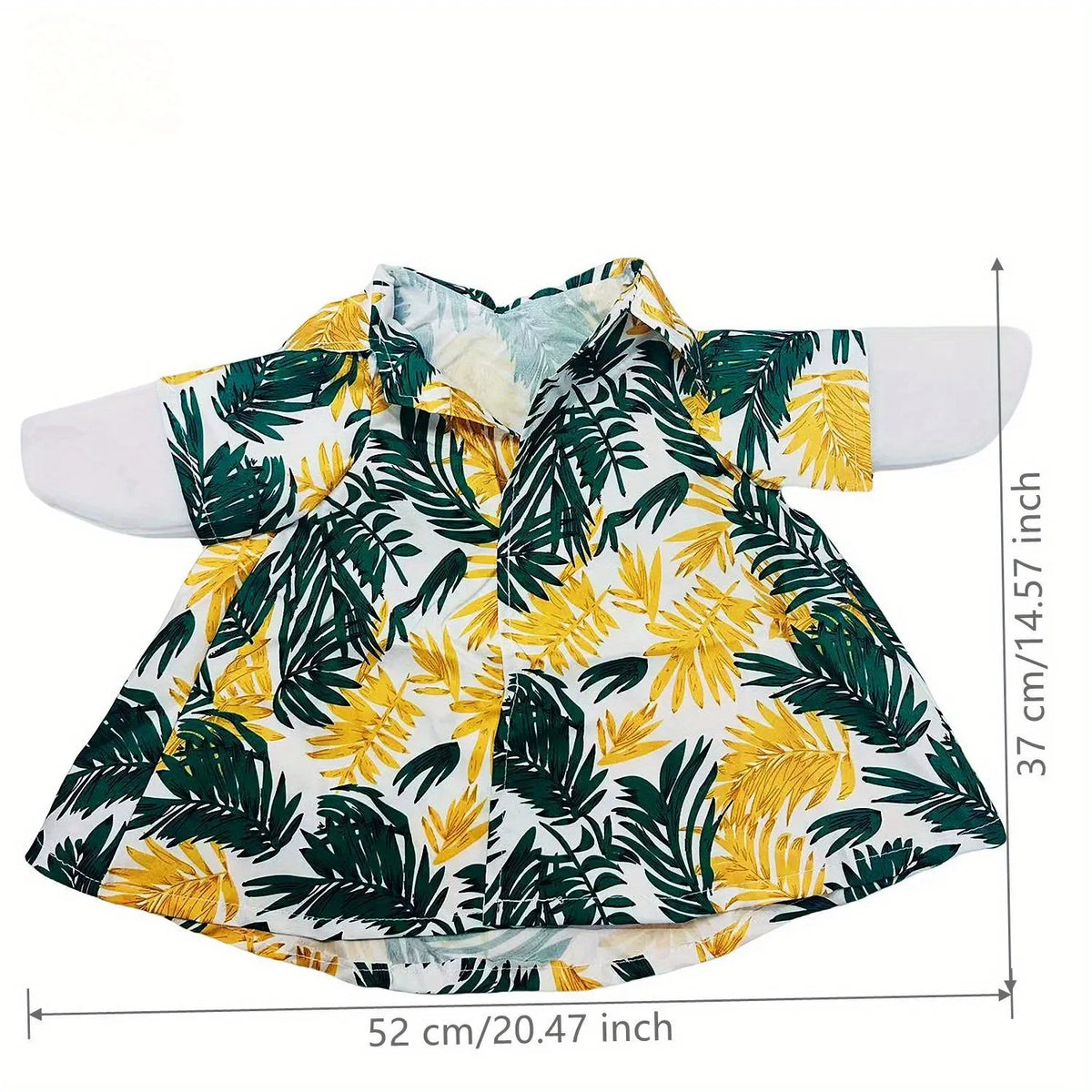 A green and yellow patterned goose costume set for summer lawn decor, shown flat.
