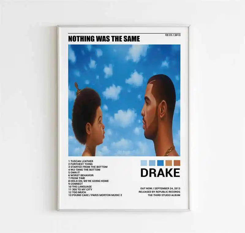 Canvas art poster featuring Drake's album art for Her Loss, displayed as hip hop wall decor.