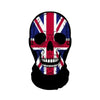 A skull face mask design featuring the Union Jack flag pattern in red, white, and blue.