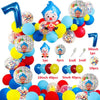 A colorful party balloon set featuring cartoon clown designs in various colors and sizes.