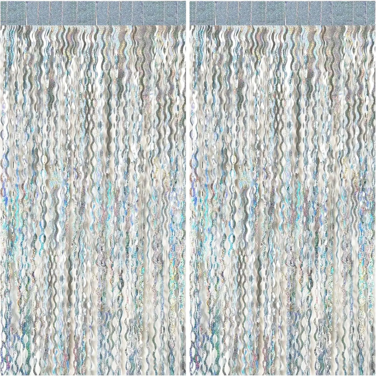 Pinker Tinsel-Fransen-Hintergrundvorhänge mit schimmernder, gewellter Textur.