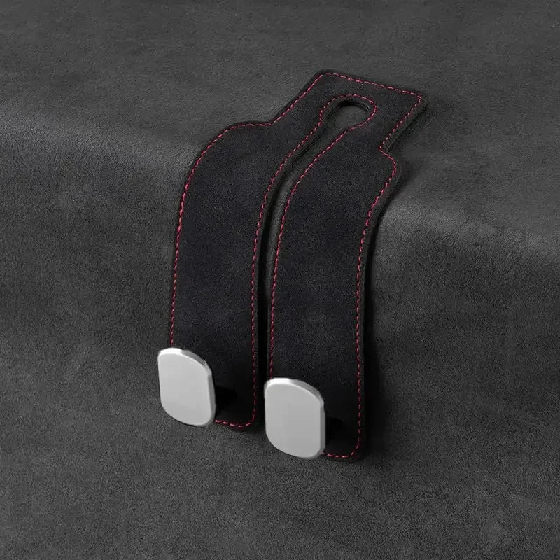 Suede Car Headrest Hooks for Bags and Groceries
