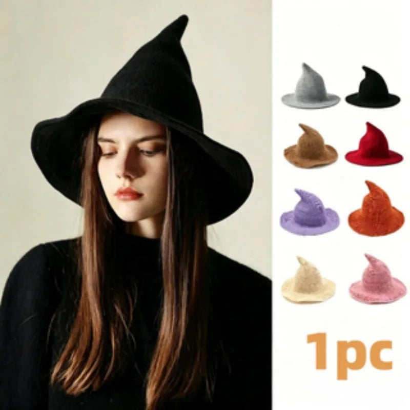 Foldable Knitted Witch Hat for Halloween Costumes & Parties