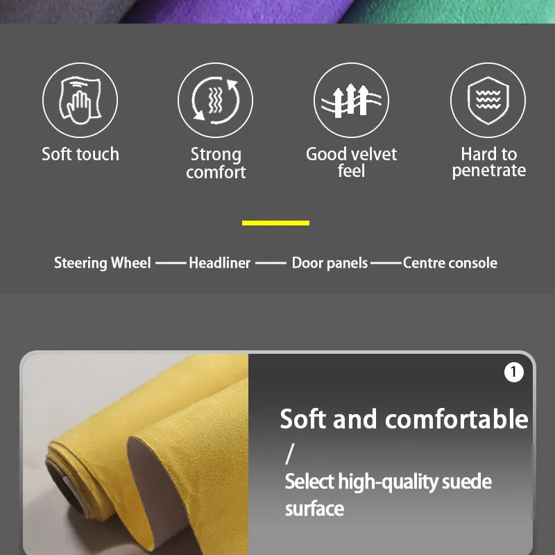 Close-up of yellow suede fabric showing a soft and comfortable texture for DIY projects