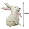 A light green cartoon bunny foil balloon with pink accents and a gold detail, shown standing upright.