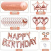Rose gold balloon garland kit featuring various shapes like stars, hearts, and confetti in different packs